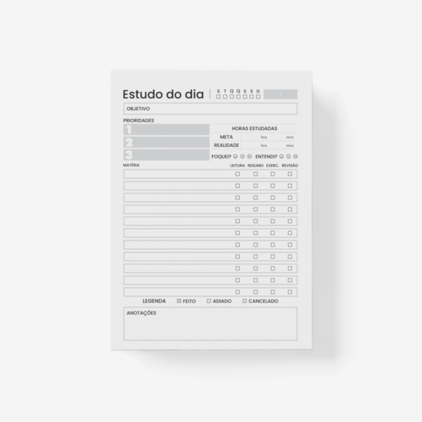 Bloco de Estudo diário - A5